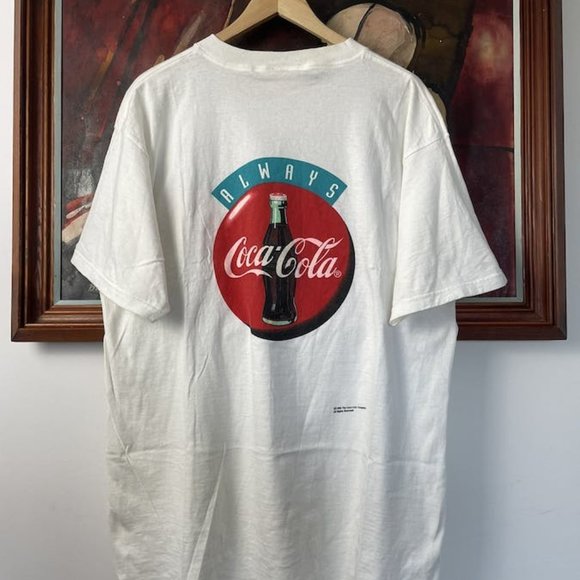 1990s Vintage Coca-cola Always Graphic T-shirt 90s Coke Logo - Picture 1 of 1